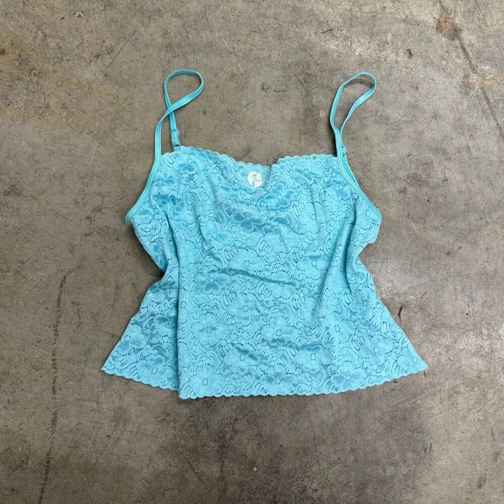 Vintage turquoise blue lace coquette y2k tank